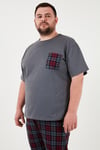 Pamuklu Regular Fit Büyük Beden Erkek Pijama Takımı 6572002B ANTRASİT