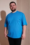 Pamuklu Regular Fit Büyük Beden Erkek T Shirt 5902365B MAVİ