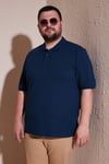 Pamuklu Regular Fit Büyük Beden Erkek Polo Yaka T Shirt 5902127B İNDİGO