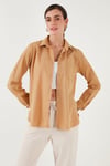Pamuklu Regular Fit Cepli Kadın Gömlek CF25S16992 CAMEL