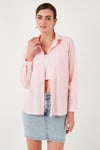Pamuklu Regular Fit Cepli Kadın Gömlek CF25S16992 AÇIK PEMBE