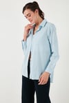 Pamuklu Regular Fit Cepli Kadın Gömlek CF25S16992 MAVİ