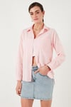 Pamuklu Regular Fit Cepli Kadın Gömlek CF25S16992 AÇIK PEMBE