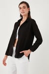 Pamuklu Regular Fit Cepli Kadın Gömlek CF25S16992 SİYAH