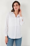 Pamuklu Regular Fit Cepli Kadın Gömlek CF25S16992 BEYAZ