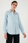 Pamuklu Regular Fit Cepli Kadın Gömlek CF25S16992 MAVİ