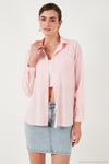 Pamuklu Regular Fit Cepli Kadın Gömlek CF25S16992 AÇIK PEMBE