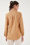 Pamuklu Regular Fit Cepli Kadın Gömlek CF25S16992 CAMEL
