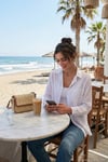 Pamuklu Regular Fit Cepli Kadın Gömlek CF25S16992 BEYAZ