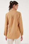 Pamuklu Regular Fit Cepli Kadın Gömlek CF25S16992 CAMEL