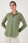 Pamuklu Regular Fit Cepli Kadın Gömlek CF25S16992 HAKİ