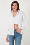 Pamuklu Regular Fit Cepli Kadın Gömlek CF25S16992 BEYAZ