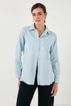Pamuklu Regular Fit Cepli Kadın Gömlek CF25S16992 MAVİ