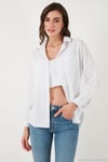 Pamuklu Regular Fit Cepli Kadın Gömlek CF25S16992 BEYAZ