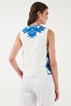 Pamuklu Regular Fit Çiçekli Nakış İşlemeli Kadın Yelek 676238 BEYAZ