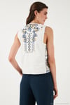 Pamuklu Regular Fit Çiçekli Nakış İşlemeli Kadın Yelek 676293 EKRU