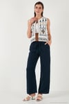 Pamuklu Regular Fit Çiçekli Nakış İşlemeli Kadın Yelek 676293 EKRU