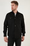 Pamuklu Regular Fit Çift Cepli Erkek Gömlek CF24W116927 SİYAH