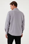 Pamuklu Regular Fit Çift Cepli Erkek Gömlek CF24W116927 GRİ