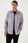 Pamuklu Regular Fit Çift Cepli Erkek Gömlek CF24W116927 GRİ