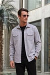 Pamuklu Regular Fit Çift Cepli Erkek Gömlek CF24W116927 GRİ