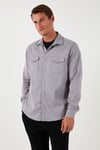 Pamuklu Regular Fit Çift Cepli Erkek Gömlek CF24W116927 GRİ