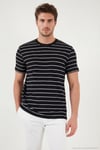 Pamuklu Regular Fit Çizgili Bisiklet Yaka Erkek T Shirt 5904039 SİYAH