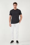 Pamuklu Regular Fit Çizgili Bisiklet Yaka Erkek T Shirt 5904039 SİYAH