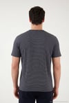 Pamuklu Regular Fit Çizgili Bisiklet Yaka Erkek T Shirt 5904030 LACİVERT