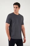 Pamuklu Regular Fit Çizgili Bisiklet Yaka Erkek T Shirt 5904030 LACİVERT