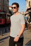 Pamuklu Regular Fit Çizgili Bisiklet Yaka Erkek T Shirt 5904030 BEYAZ