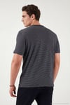Pamuklu Regular Fit Çizgili Bisiklet Yaka Erkek T Shirt 5904030 LACİVERT
