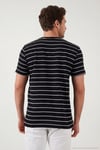 Pamuklu Regular Fit Çizgili Bisiklet Yaka Erkek T Shirt 5904039 SİYAH