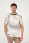 Pamuklu Regular Fit Çizgili Bisiklet Yaka Erkek T Shirt 5904039 KAHVE