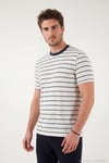 Pamuklu Regular Fit Çizgili Bisiklet Yaka Erkek T Shirt 5904039 İNDİGO
