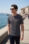 Pamuklu Regular Fit Çizgili Bisiklet Yaka Erkek T Shirt 5904030 LACİVERT