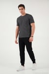 Pamuklu Regular Fit Çizgili Bisiklet Yaka Erkek T Shirt 5904030 SİYAH