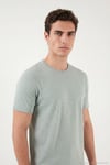 Pamuklu Regular Fit Çizgili Bisiklet Yaka Erkek T Shirt 5904030 ELMA YEŞİLİ
