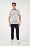 Pamuklu Regular Fit Çizgili Bisiklet Yaka Erkek T Shirt 5904039 İNDİGO
