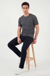 Pamuklu Regular Fit Çizgili Bisiklet Yaka Erkek T Shirt 5904030 LACİVERT