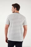 Pamuklu Regular Fit Çizgili Bisiklet Yaka Erkek T Shirt 5904039 İNDİGO