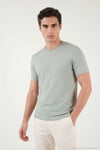 Pamuklu Regular Fit Çizgili Bisiklet Yaka Erkek T Shirt 5904030 ELMA YEŞİLİ