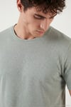 Pamuklu Regular Fit Çizgili Bisiklet Yaka Erkek T Shirt 5904030 ELMA YEŞİLİ