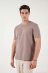 Pamuklu Regular Fit Çizgili Bisiklet Yaka Erkek T Shirt 5904030 KAHVE