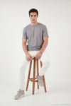 Pamuklu Regular Fit Çizgili Bisiklet Yaka Erkek T Shirt 5904030 AÇIK HAKİ