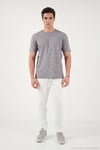 Pamuklu Regular Fit Çizgili Bisiklet Yaka Erkek T Shirt 5904030 AÇIK HAKİ