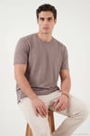 Pamuklu Regular Fit Çizgili Bisiklet Yaka Erkek T Shirt 5904030 KAHVE