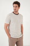 Pamuklu Regular Fit Çizgili Bisiklet Yaka Erkek T Shirt 5904039 KAHVE