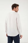 Pamuklu Regular Fit Çizgili Klasik Yaka Uzun Kollu Erkek Gömlek CF26S129774 BEYAZ