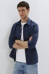 Pamuklu Regular Fit Çizgili Uzun Kollu Erkek Gömlek 0212004-91566 LACİVERT-BEYAZ
